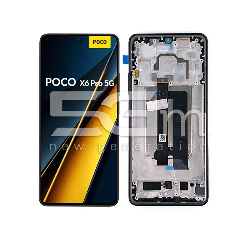 Érintőkijelző + Keret Sárga Xiaomi Poco X6 Pro 5G Ori | 5G-M.com