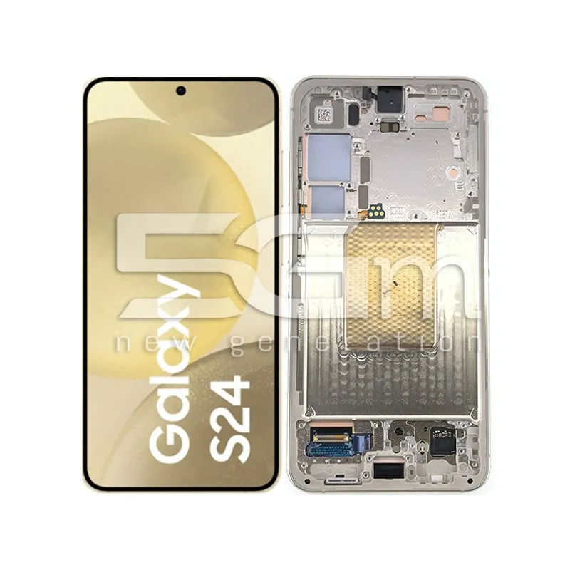 Kijelző Érintőképernyő + Keret Borostyánsárga Samsung SM-S921 S24 5G Ori