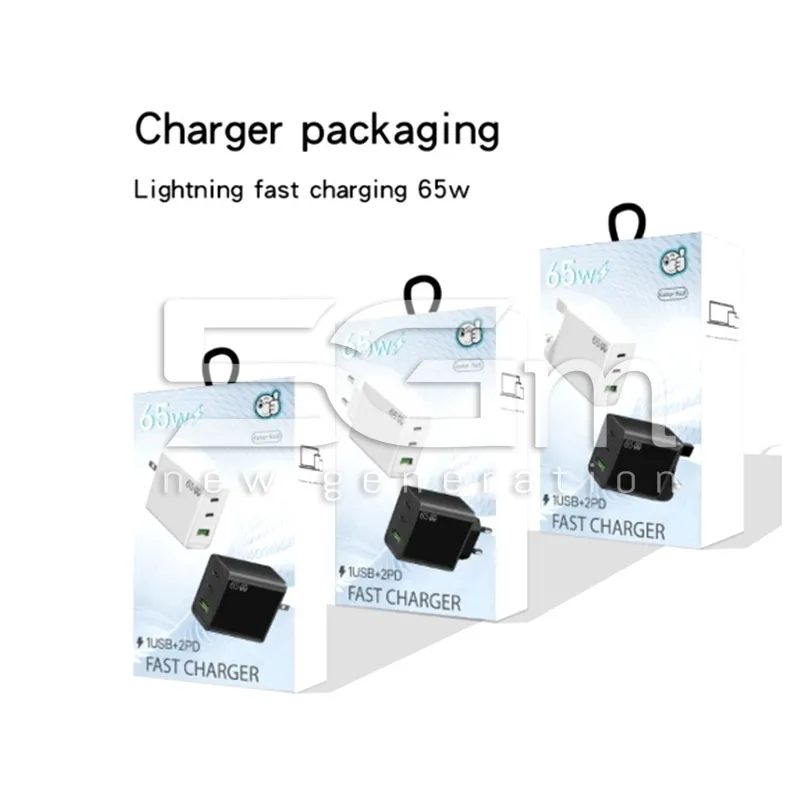 65W Gyors Töltő 1 USB + 2 USB Type C Fehér EU Csatlakozó | 5G-M