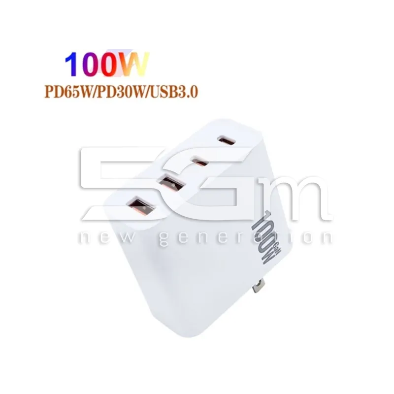 Battery Charger 100W Fast Charger 2 Usb + 2 Usb Type C White USA/UE Plug | Loja Online 5G-M