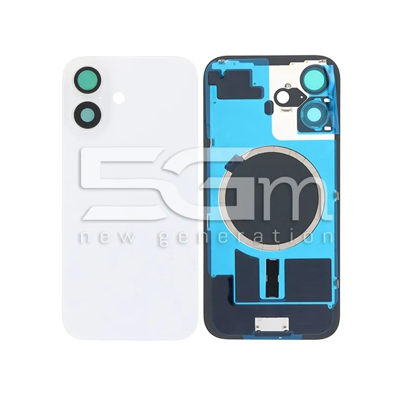 Rear Cover White + Holder + Magnetism Ring iPhone 16 No Logo | 5G-M Online Store
