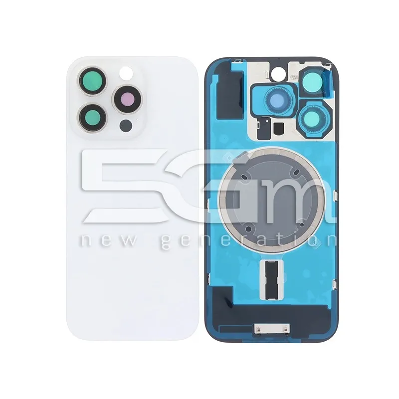 Retro Cover White Titanium + Holder + Magnetism Ring iPhone 16 Pro No Logo | Store Online 5G-M
