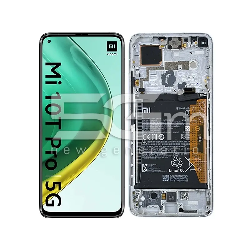 LCD + Battery + Frame Silver Xiaomi Mi 10T Pro 5G (PULLED)