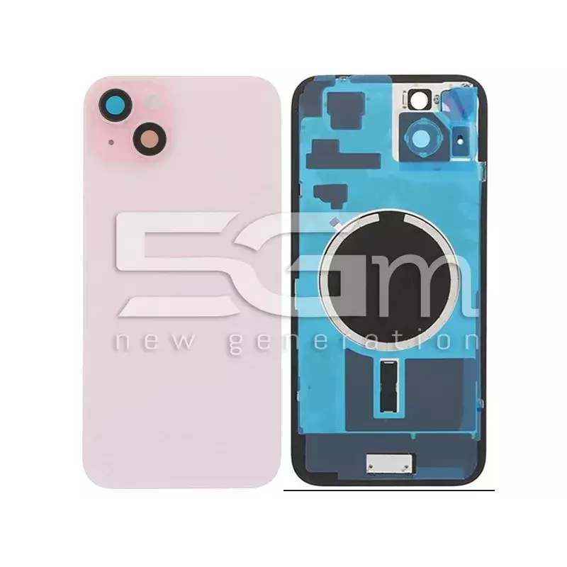 Retro Cover Pink + Holder + Magnetism Ring iPhone 15 Plus No Logo
