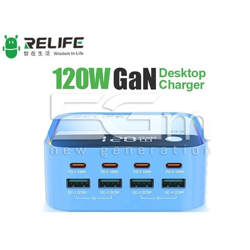 RELIFE RL-Q2 Chargeur GaN 120W 8 Ports PD & QC3.0 | 5G-M.com