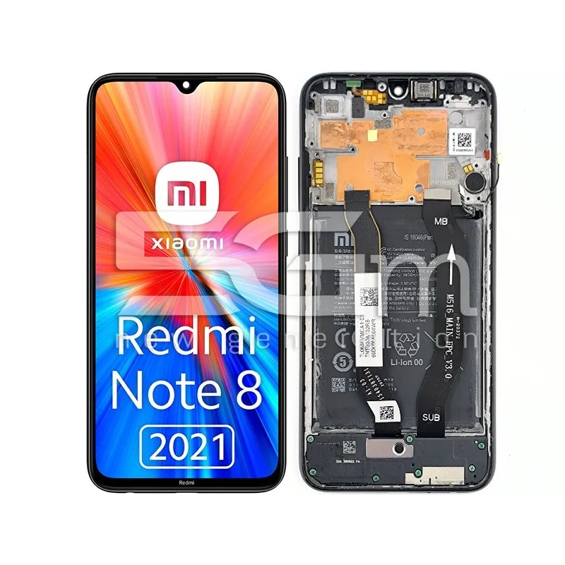 LCD + Baterie + Ramă Negru Xiaomi Redmi Note 8 2021 (PULLED) | 5G-M.com