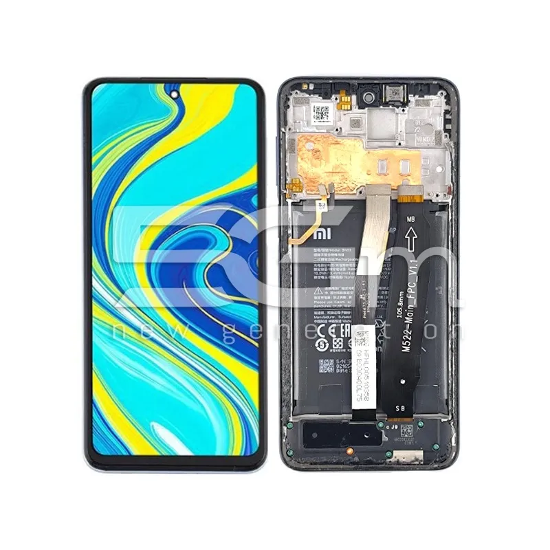 LCD + Battery + Frame Glacier White Xiaomi Redmi Note 9 Pro (PULLED)