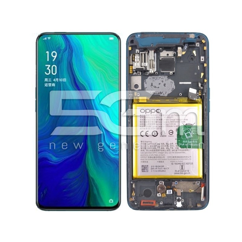 LCD + Battery + Frame Ocean Green OPPO Reno (PULLED)