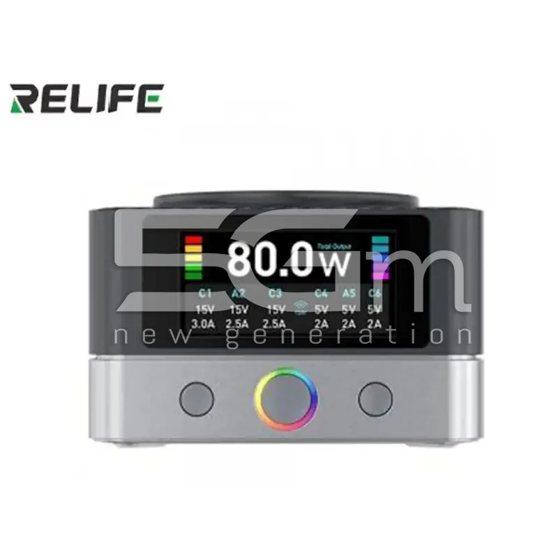 RELIFE Q7 80W Smart Display 6-Port Schnellladegerät | 5G-M