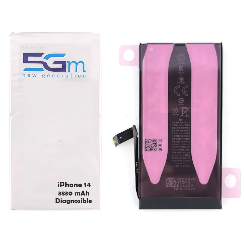 Batteria 5G-M Diagnosable High Capacity 3830mAh per iPhone 14 con adesivo preinstallato