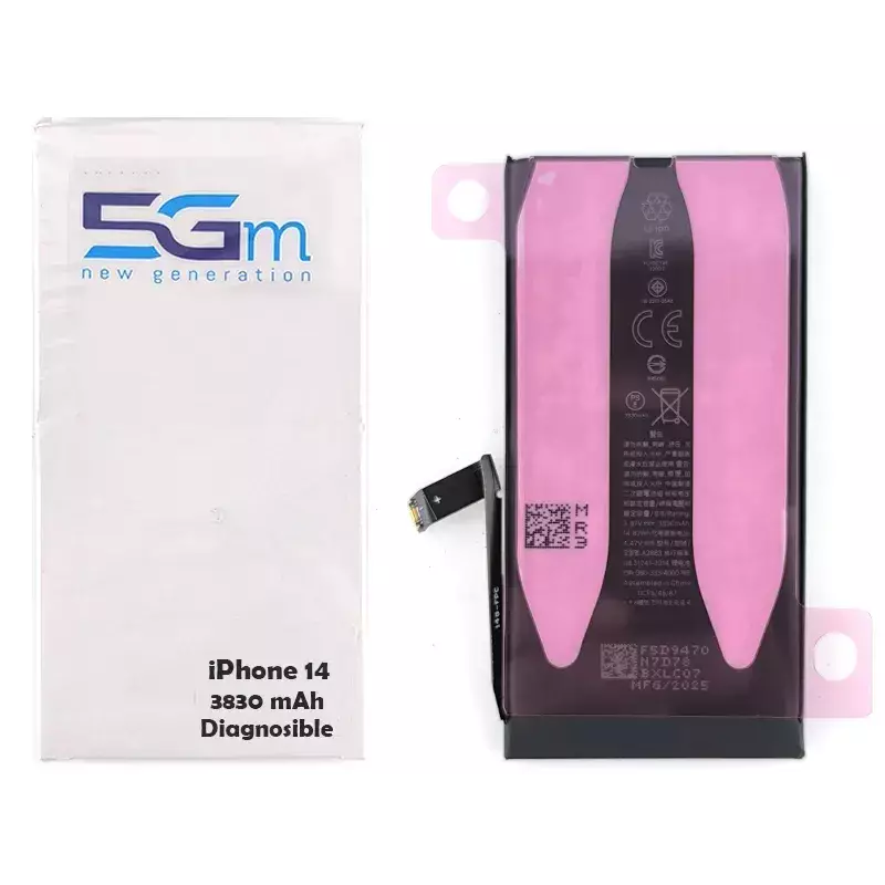 Batteria 5G-M Diagnosable High Capacity 3830mAh per iPhone 14 con adesivo preinstallato