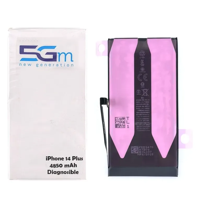 Batteria 5G-M Diagnosable High Capacity 3400mAh per iPhone 14 Plus con adesivo preinstallato
