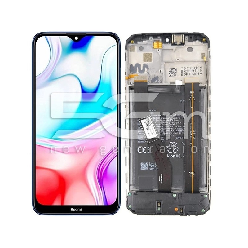 LCD + Akkumulátor + Keret Fekete Xiaomi Redmi 8 - 8A (PULLED) | 5G-M
