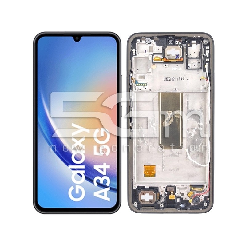 LCD + Frame Black Samsung SM-A346 A34 5G (PULLED)