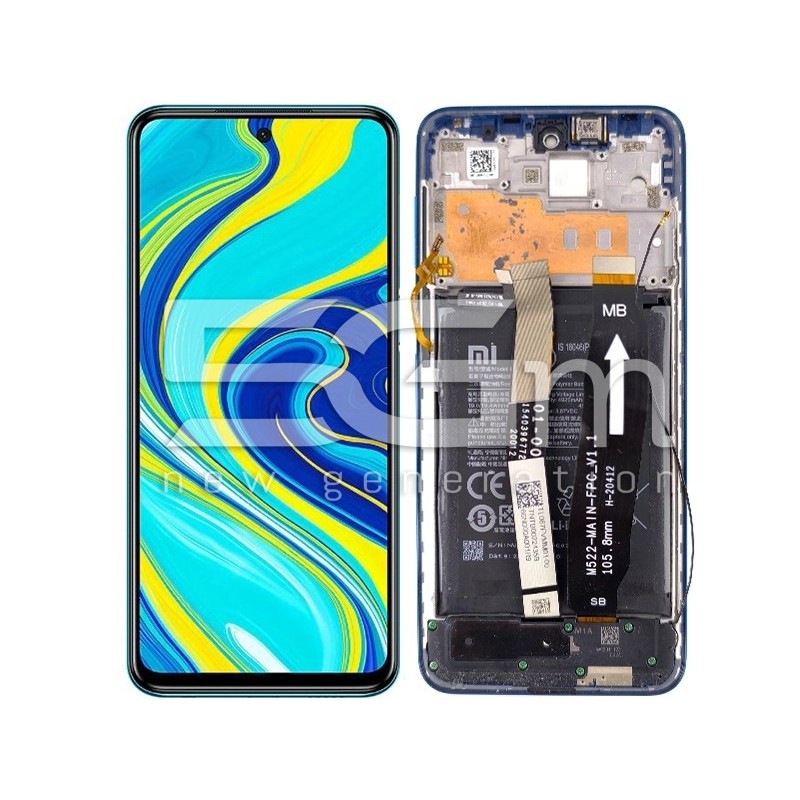 LCD + Battery + Frame Aurora Blue Xiaomi Redmi Note 9S (PULLED)