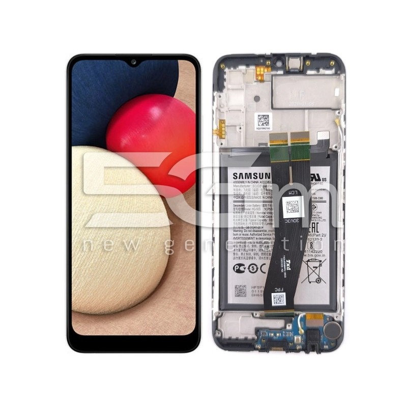LCD + Battery + Frame Black Samsung SM-A025G A02s (PULLED)