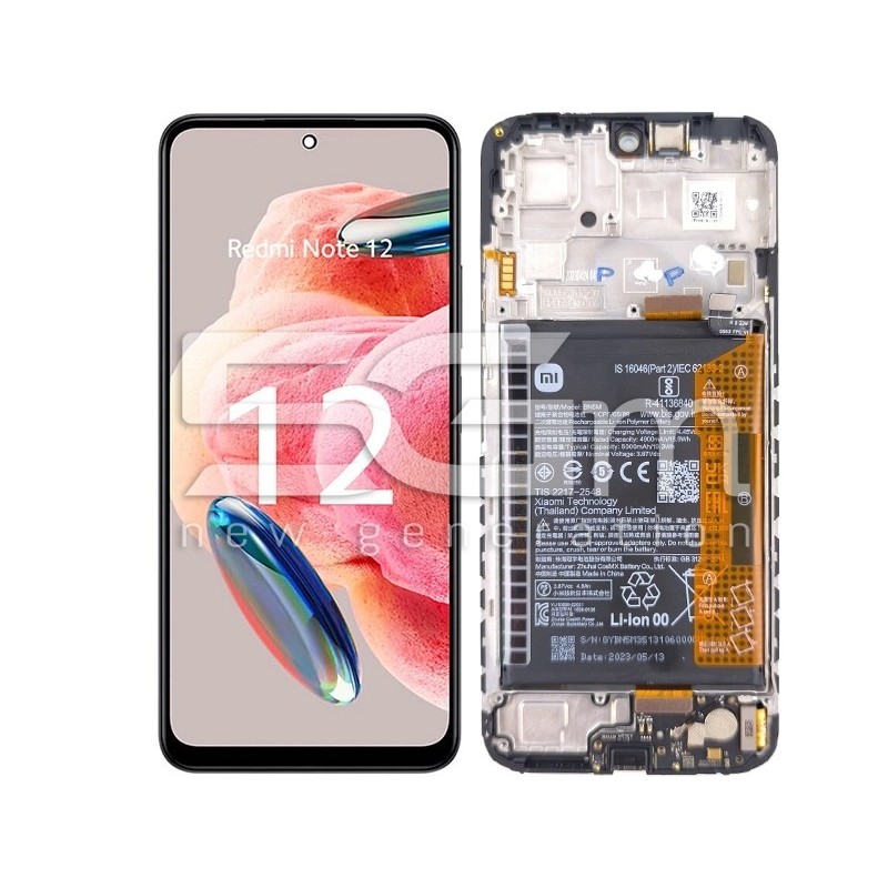 LCD + Battery + Frame Black Xiaomi Redmi Note 12 4G (PULLED)