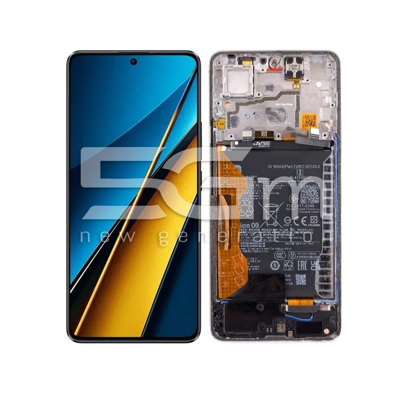 LCD + Batteria + Frame White Xiaomi Poco X6 5G (PULLED) | Store Online 5G-M