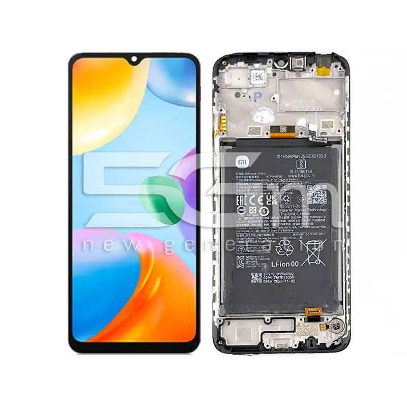 LCD + Battery + Frame Black Xiaomi Redmi 10C (PULLED)