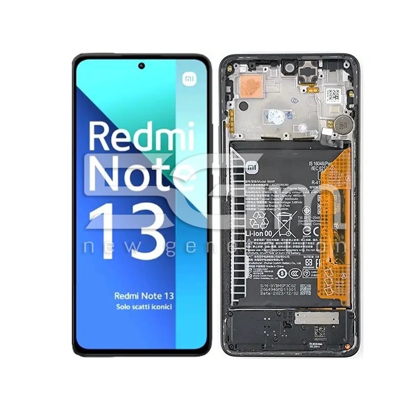 LCD + Battery + Frame Black Full Parts Xiaomi Redmi Note 13 4G (PULLED)