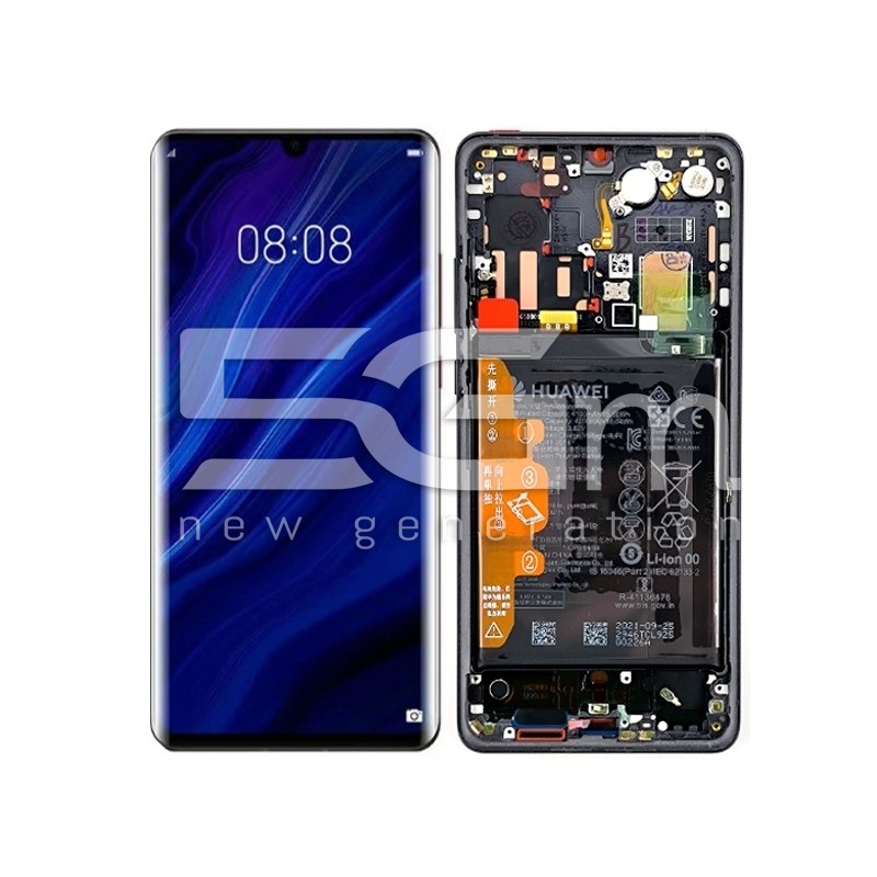 LCD + Akkumulátor + Keret Fekete Huawei P30 Pro (Ori) | 5G-M Online Áruház