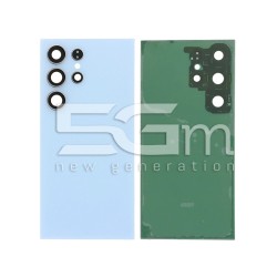 Retro Cover Titanium Blue + Adesivo + Vetrini Camera Posteriore Samsung SM-S928 S24 Ultra 5G (No Logo)