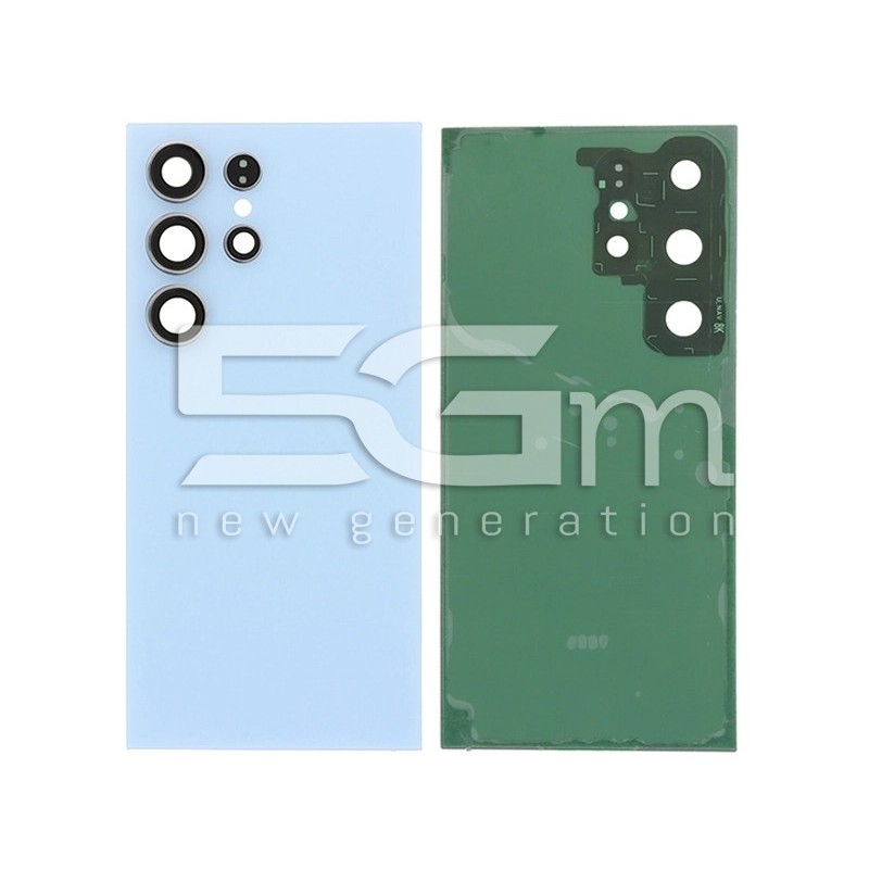 Retro Cover Titanium Blue + Adesivo + Vetrini Camera Posteriore Samsung SM-S928 S24 Ultra 5G (No Logo)