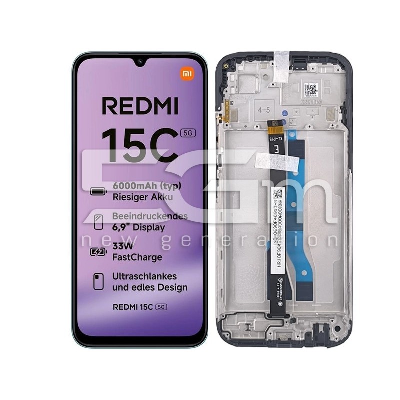 Écran Tactile + Châssis Noir Xiaomi Redmi 15C 5G (Ori) | 5G-M.com