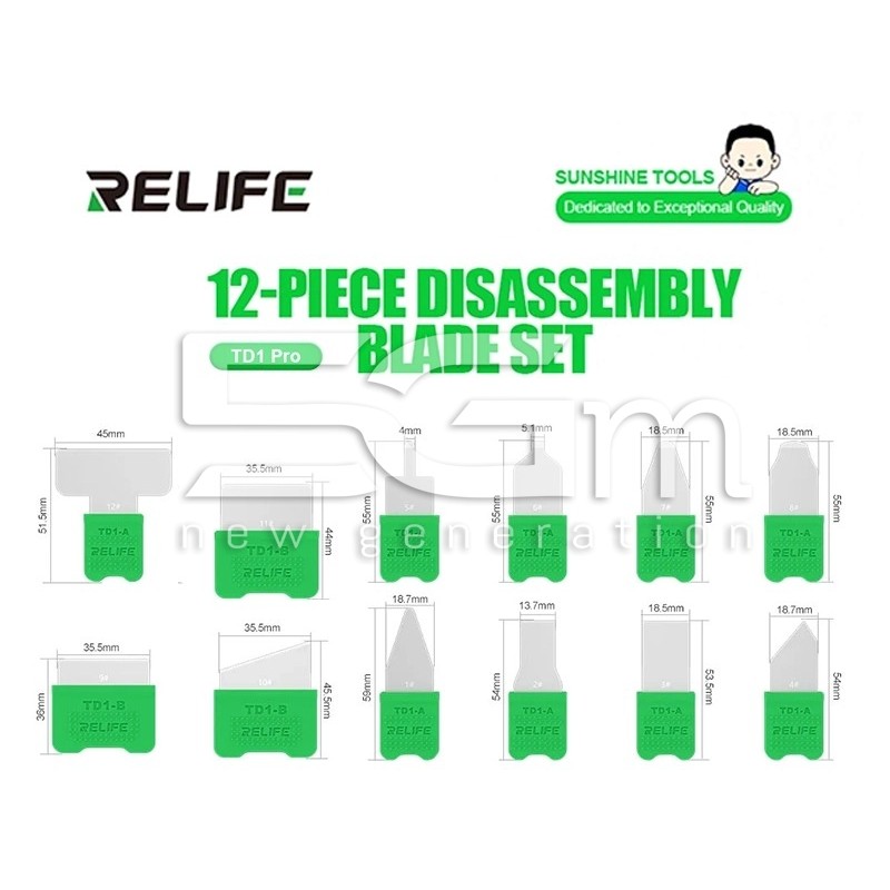 RELIFE TD1 Pro: 12-Piece Professional Mobile Disassembly Blade Set | 5G-M