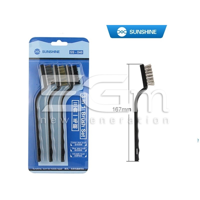 Sunshine SS-046 Kit 3 Perii Curățare PCB (Oțel/Antistatică) | 5G-M