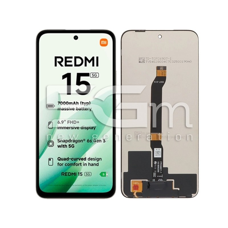 Xiaomi Redmi 15 5G Fekete IPS Kijelző | 25057RN09E Kód | 5G-M