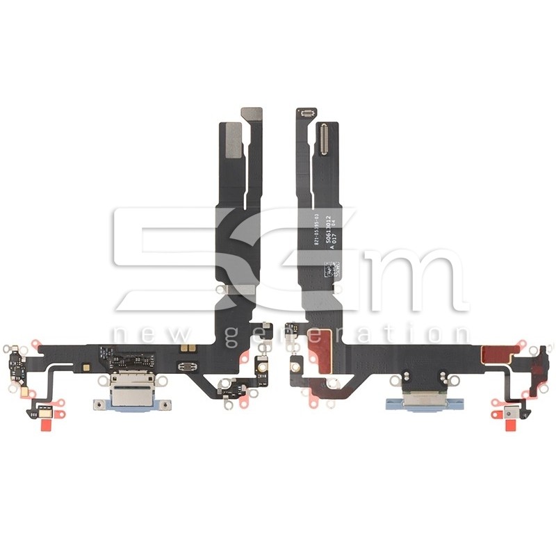 iPhone 17 Charging Port Flex Cable Mist Blue - Pulled