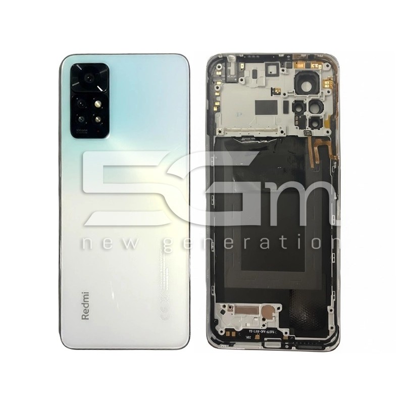 Rear Cover + Frame + Fingerprint White Xiaomi Redmi Note 11 Pro 4G (PULLED)