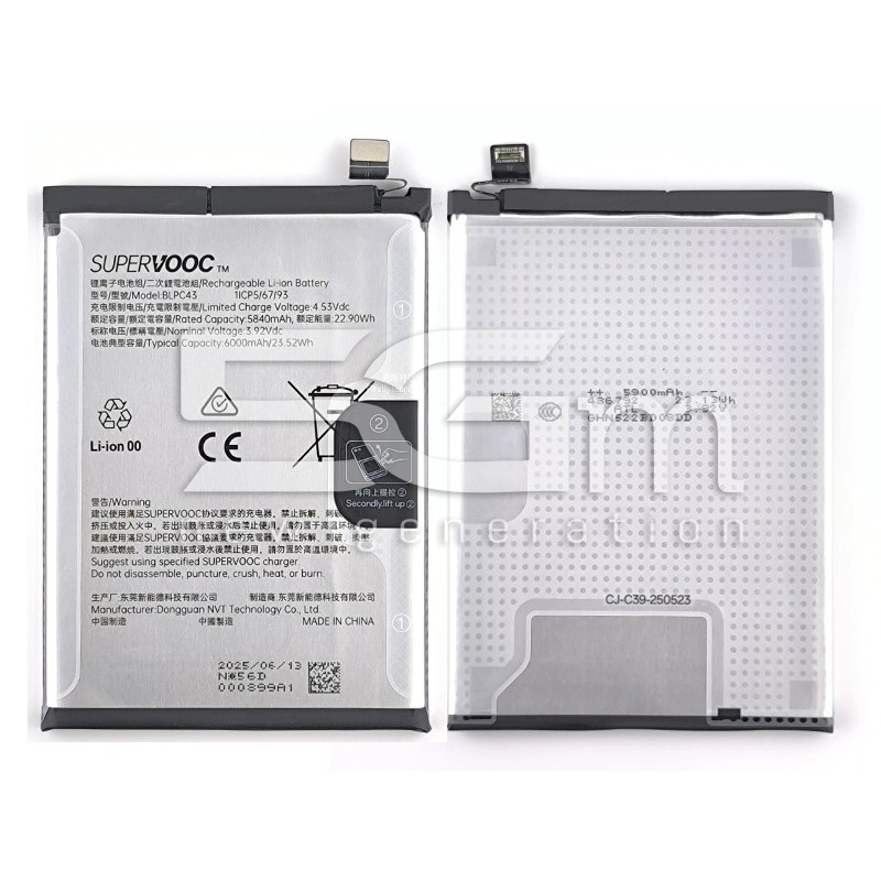 Batteria BLPC43 6000 mAh OPPO Reno 14 (Ori) | S.Pack 621035000320