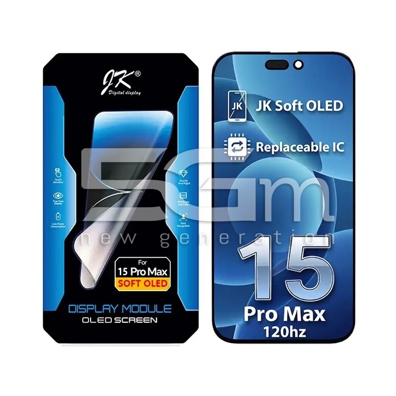 Οθόνη iPhone 15 Pro Max Soft OLED JK Ανταλλακτικό (Αντικαταστάσιμο IC) | 5G-M.com