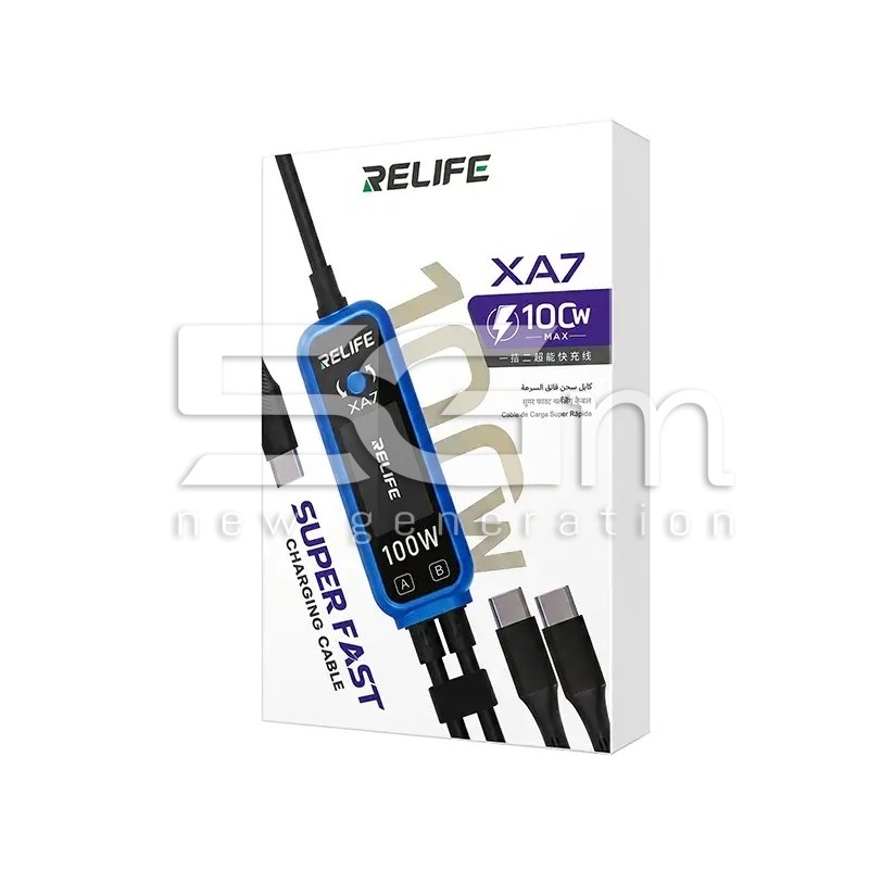 Cavo Ricarica Rapida 100W RELIFE XA7 Dual Type-C con Display | 5G-M