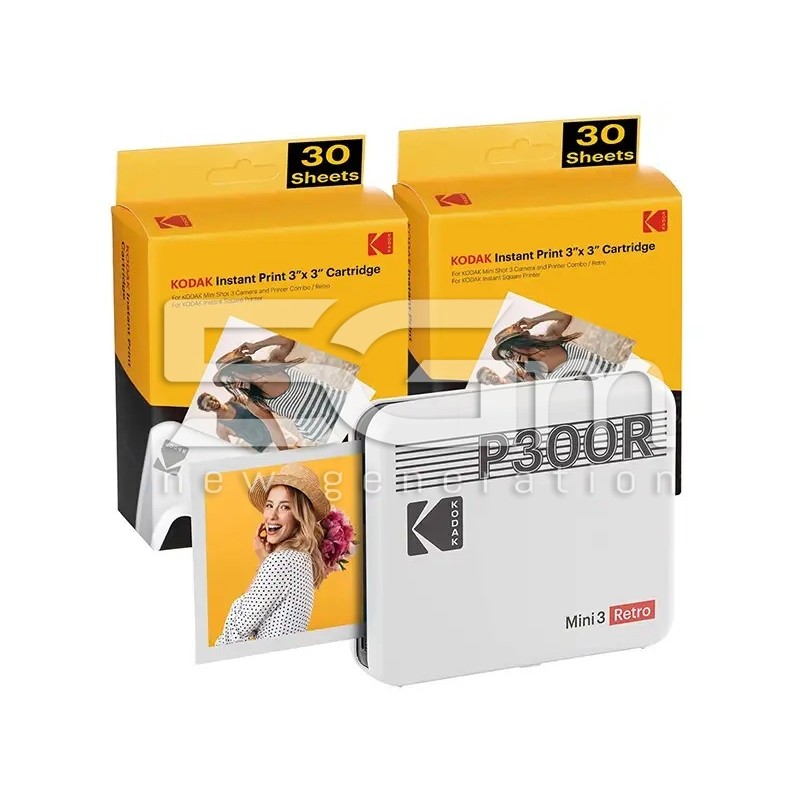 KODAK MINI 3 RETRO Принтер P300R Бял + 60 листа | 5G-M.com