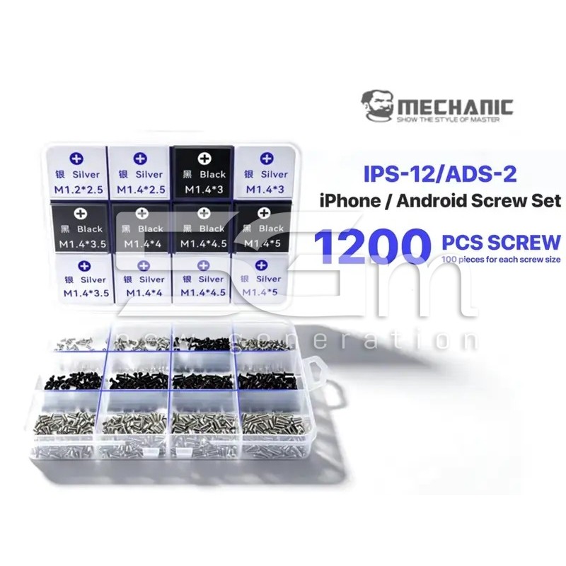 Kit Parafusos Mechanic ADS-2 1200Pcs para Smartphones Android