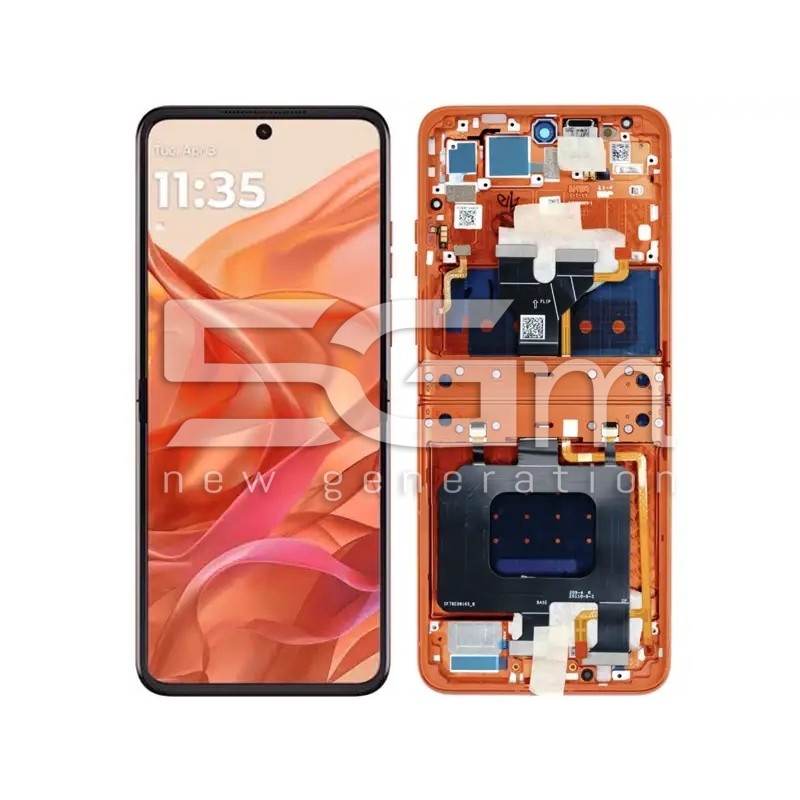 Wyświetlacz dotykowy + Ramka Pomarańczowa Moto Razr 50 (Ori) | 5G-M.com