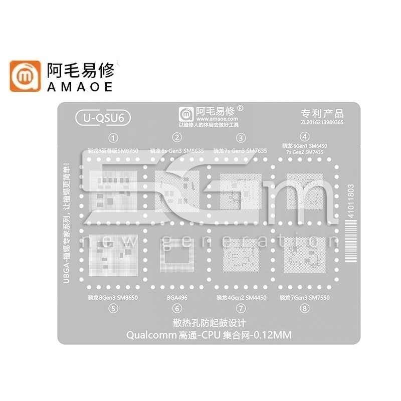 Amaoe U-QSU6 0.12mm BGA Sablon Qualcomm CPU-khoz - 5G-M.com