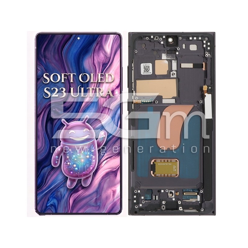Ecrã LCD + Aro Preto Samsung S23 Ultra SM-S918B (SOFT OLED)