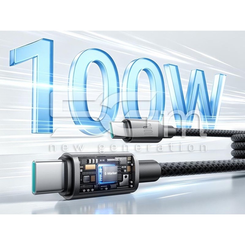Cabo JOYROOM S-A65 100W Type-C para Type-C Preto | 5G-M.com