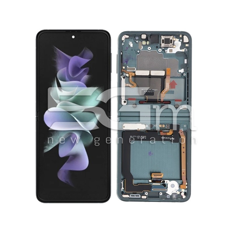 Дисплей Тъч Рамка Зелен Z Flip 3 5G Съвместима част | 5G-M.com