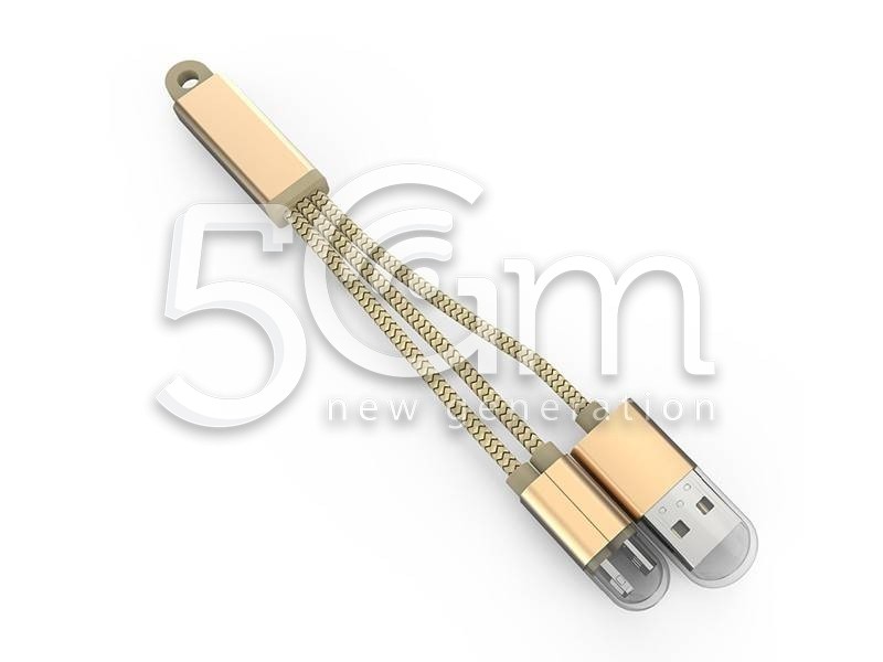 LLC89 LDNIO Cavo USB 2 In 1 In Tessuto metallico Flessibile - Gold