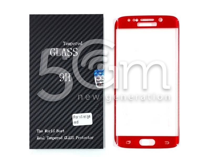 Premium Tempered Glass Protector Red Samsung SM-G925 S6 Edge