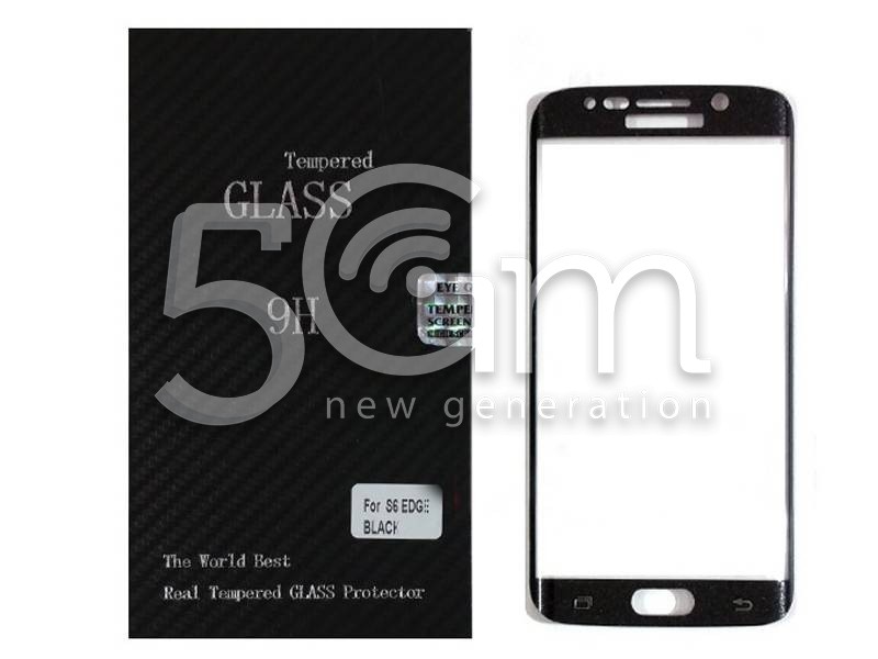Premium Tempered Glass Protector Black Samsung SM-G925 S6 Edge