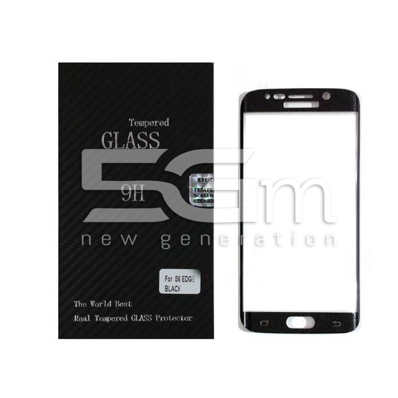 Premium Tempered Glass Protector Black Samsung SM-G925 S6 Edge