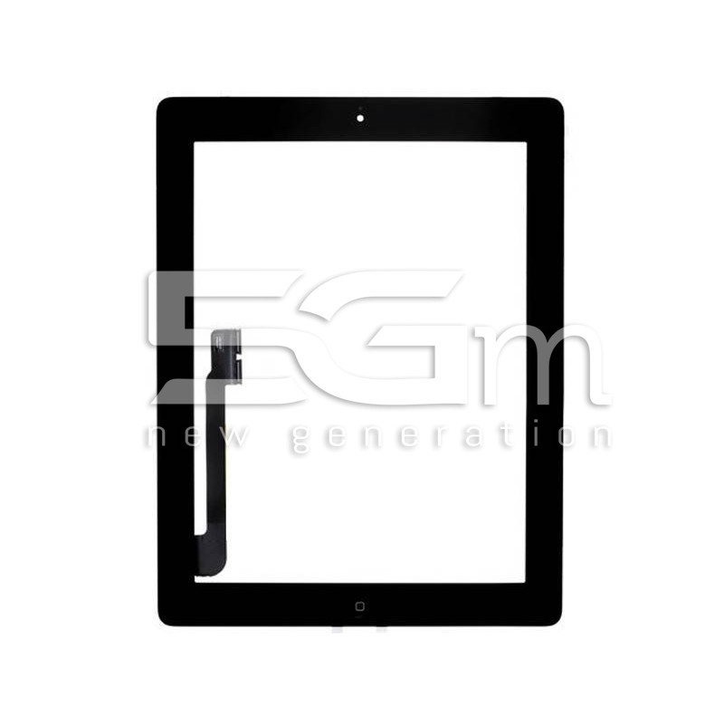 Touch Screen Nero + Adesivo + Tasto Home Completo iPad 3 No Logo