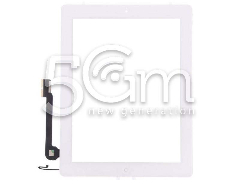 Touch Screen Bianco + Tasto Home Completo + Adesivo iPad 4