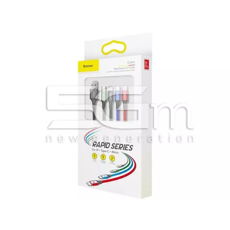 Baseus 3.5A 4 in 1 Fast Charging 1 Type C + 2 Micro USB -1 Lightning